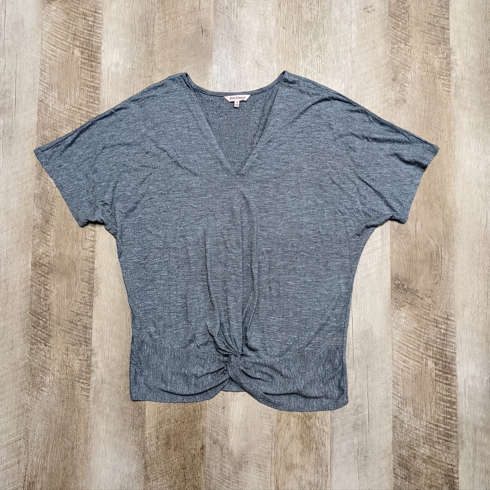Juicy Couture V Neck Gray Blouse